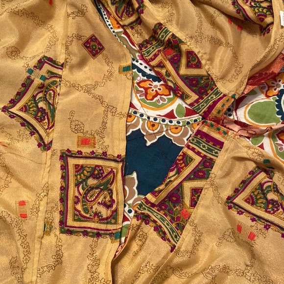 Vintage Silk layered Handkerchief flowy mini Reversible Wraparound Skirt - Picture 12 of 16